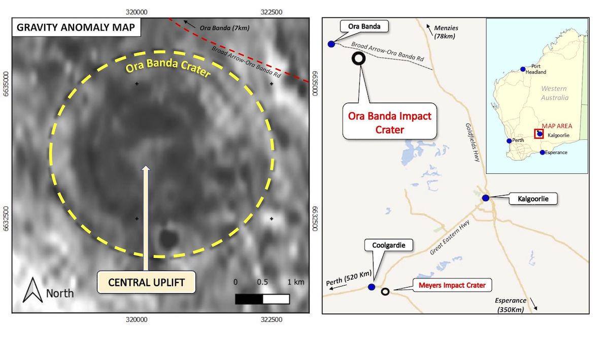 carte anomalie cratere meteorite vieux 100 millions annees ora banda